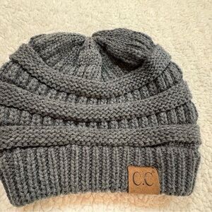 C.C Charcoal Ribbed Knit Beanie